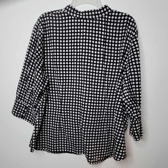 2X Ecologie COTTON POLKA DOT LIGHTWEIGHT Black white button front SHIRT 2 X XXL - Picture 8 of 9